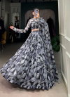 Black Color Tabby Silk Printed With Hotfix Lehenga With Blouse Dupatta Bulk Orders In India Lnb1027